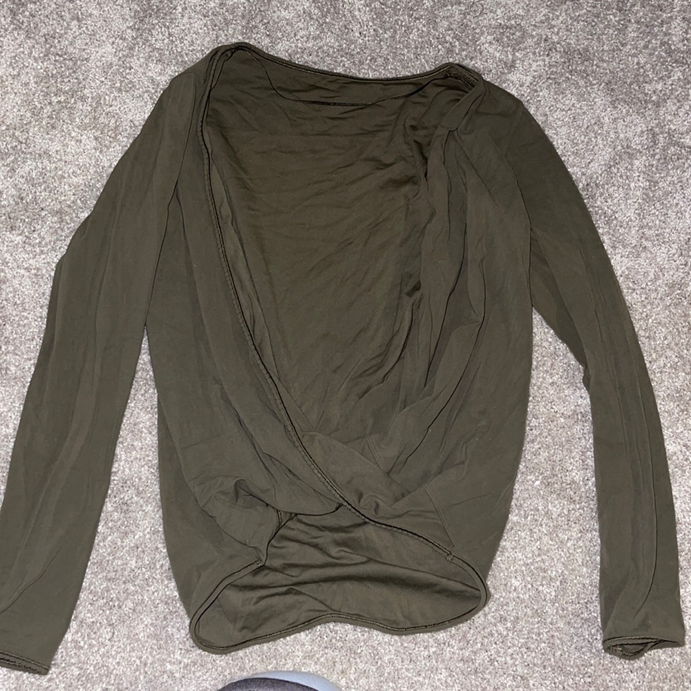 Olive Green Lululemon Draped Long Sleeve Shirt